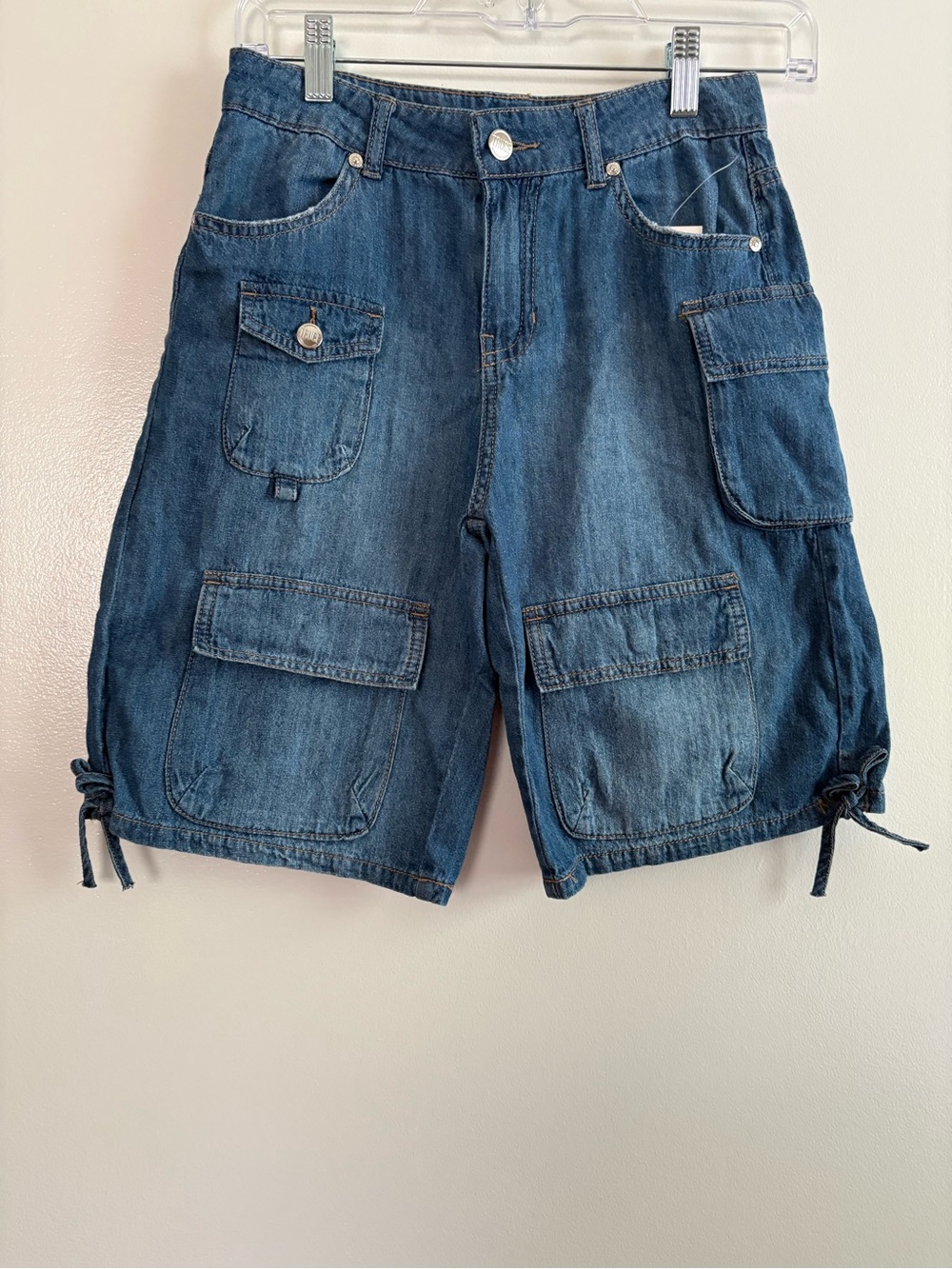 NWT Truce Blue Denim Cargo Shorts Big Kid Girls Size 12